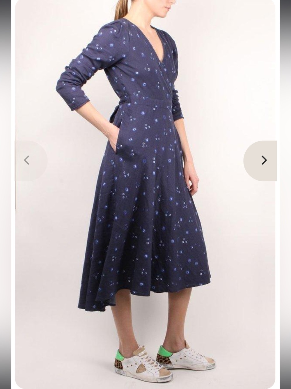 XiRENA Reece Wrap Dress Navy Tie Dye Maxi Dress Long Sleeve Boho Shibori Print